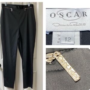 Oscar by Oscar de la Renta Sateen Black Pants Trousers